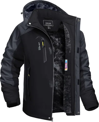 Vista 9 de TACVASEN Chaqueta de invierno para hombre, chaqueta de forro polar resistente al agua, chaqueta de esquí para nieve, chaqueta táctica militar
