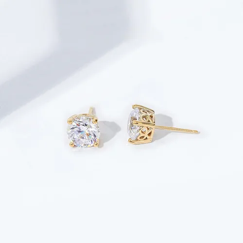 Vista 6 de Tienda Collection Yellow Gold Plated, Platinum or Rose Gold Plated Sterling Silver Infinite Elements Cubic Zirconia Stud Earrings White, Blue
