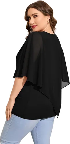 Vista 5 de QIXING Blusas elegantes de gasa, sueltas, de verano para mujer 2022