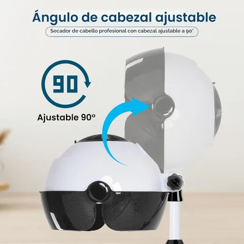 Vista 5 de Secador de pelo con capucha, secador de campana profesional sobre ruedas, secador de pelo de pie