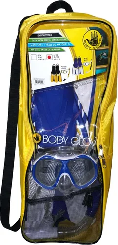 Vista 3 de Body Glove Juego de esnórquel para adultos con bolsa de viaje, máscara de buceo de vidrio templado, gafas de silicona, aletas de natación