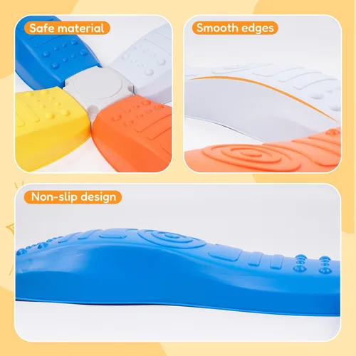 Vista 3 de Kids Balance Beam and Stepping Stones, 8 Pcs Toddler Balance Beam, Non-Slip Plastic Stepping Stones, Sensory Toys for Toddlers, Kids,Active Play for
