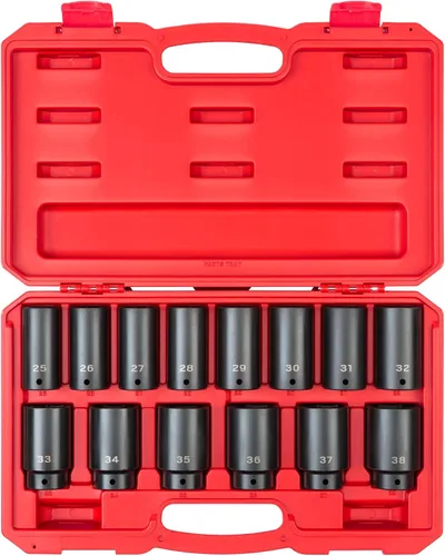 Vista 6 de TEKTON - Juego de llaves de tubo de 1/2 pulgada, impacto de 6 puntos, poco profundo con rieles y bandeja, 8 piezas (1-9/16-2 pulgadas) SID92106