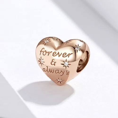Vista 2 de Abalorios de ángulo de amor de plata de ley 925 con forma de corazón de amor a mano en ángulo de cuatro hojas de trébol para pies de bebé para mujer