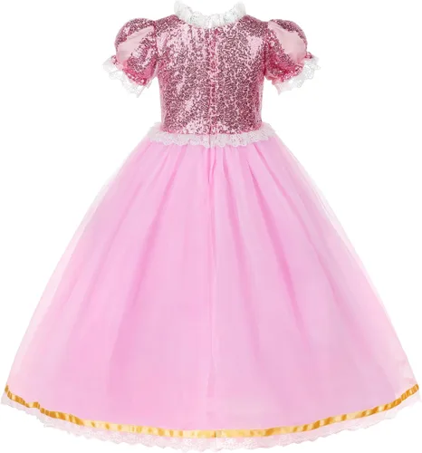 Vista 2 de JerrisApparel Disfraz de princesa para niñas fiesta de cumpleaños cosplay vestido morado con accesorios