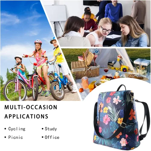 Vista 7 de Mochila para mujer, impermeable, de nailon, antirrobo, diseño de moda, grande, 15 pulgadas, convertible