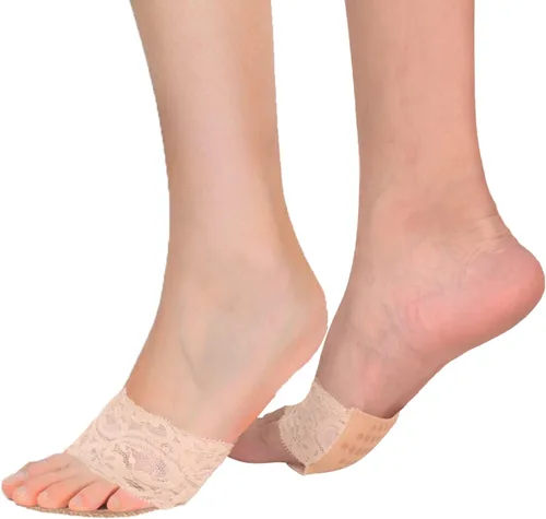 Vista 3 de 3 pares de calcetines para mujer, con puntera abierta, antideslizantes, con cojín de esponja, no se ven