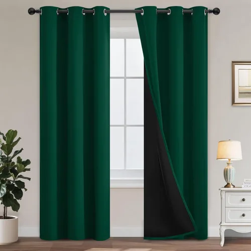 Vista 172 de Yakamok Cortinas negras, cortinas de ventana con aislamiento térmico y eficiencia energética para dormitorio, cortinas opacas completas y cortinas
