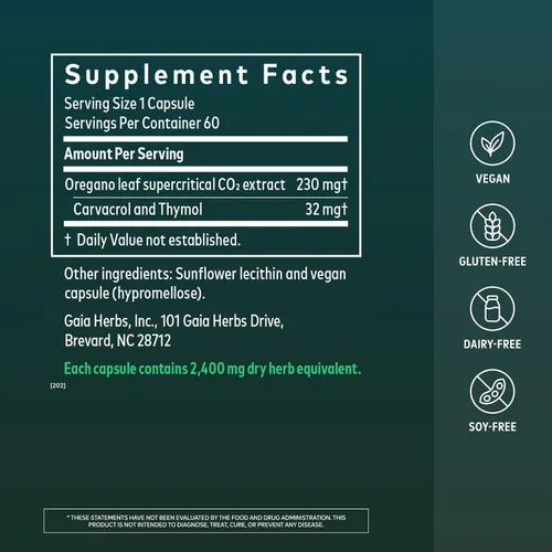 Vista 2 de Gaia Herbs Aceite de orégano - Suplemento de apoyo inmunológico y antioxidante para ayudar a mantener el bienestar general - con aceite de orégano
