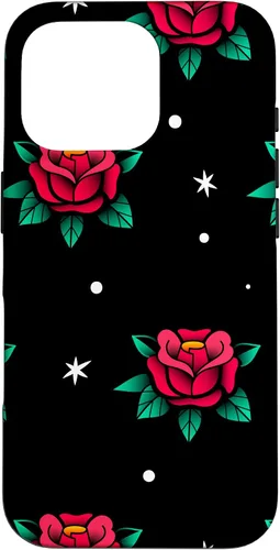 Vista 19 de Roses Fifties Black Red Rockabilly Pinup Rose Retro Fashion Case for iPhone 17