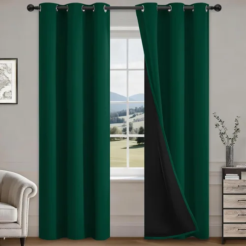 Vista 32 de COSVIYA Cortinas opacas 100% beige Biscotti para dormitorio, juego de 2 paneles de 63 pulgadas de largo, bloqueo de luz completa, aislamiento