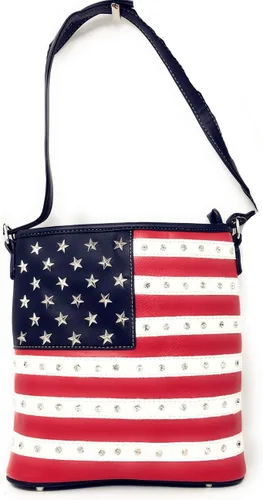 Vista 2 de Texas West Conjunto de bolsos de mano de mujer con diamantes de imitación de bandera americana en multicolor