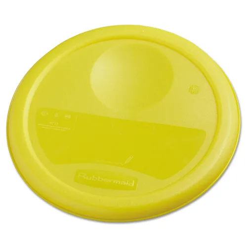 Vista 3 de Rubbermaid Productos comerciales Contenedor redondo de plástico para almacenamiento de alimentos con asa, 4 cuartos de galón, amarillo, rango