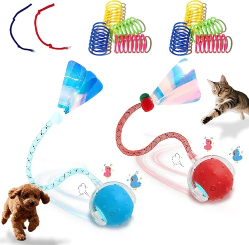 Vista 14 de Pelota de juguetes interactivos para gatos y perros de interior, juguete automático para gatos con evitación inteligente de obstáculos, chirridos