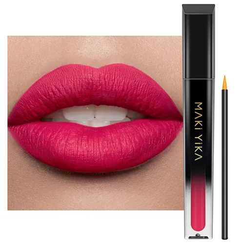 Vista 28 de MAKI YIKA Juego de 3 lápices labiales líquidos mate, color negro y rojo Negro/Rojo Oscuro/Desnudo