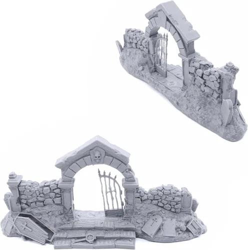 Vista 3 de EnderToys Paredes de cementerio sagrado por escenario imprimible, paisajes RPG de mesa impresos en 3D y terreno de juegos de guerra en miniatura