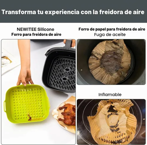 Vista 2 de NEWITEE Forros de silicona para freidora de aire de 5 cuartos de galón para Ninja AF141/AF181/COSORI, paquete de 2 forros de cesta de freidora