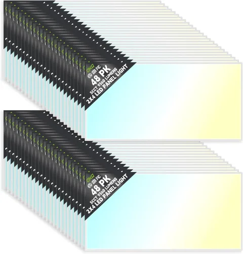 Vista 19 de OKQ - Lámpara LED de panel plano de 2 x 4 pulgadas, 5 CCT 3000K-6500K ajustables y 5 vatios seleccionables, 0-10 V regulable, luz de techo LED