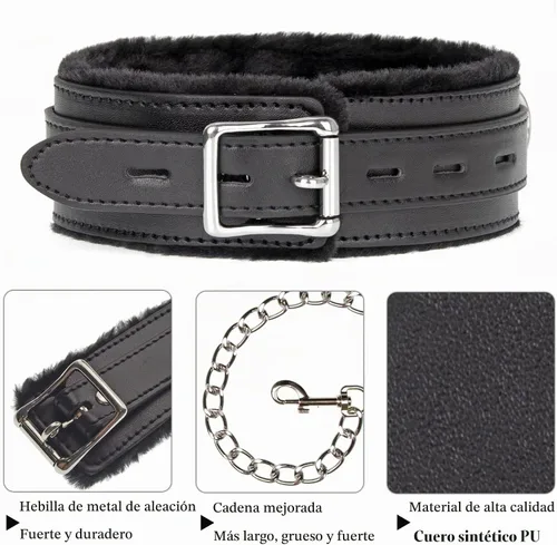 Vista 5 de Gargantilla de cuero tamaño ajustable para mujeres/hombres, rosa, negro, morado, rojo