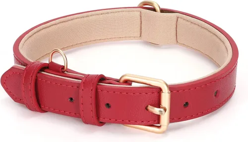 Vista 12 de WHIPPY Collar de cuero para perro pequeño y mediano, ajustable, suave, transpirable, de cuero, acolchado, con hebilla de aleación, resistente al