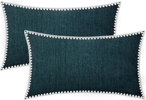 Vista 63 de BRAWARM Fundas de almohada 40x40 cm - Paquete de 2 fundas de almohada de chenilla negra, fundas de almohada de chenilla suave teñida sólida