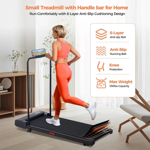 Vista 12 de Walking Pad Treadmill with Incline, 2026 Upgrade Portable Under Desk Treadmill for Home Small with Handles, 3.0HP Walking Pad with Handle Bar