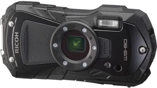 Vista 2 de Ricoh WG-80 - Cámara digital resistente e impermeable (negro) a prueba de golpes, diseño compacto a prueba de congelación, luces macro LED de video