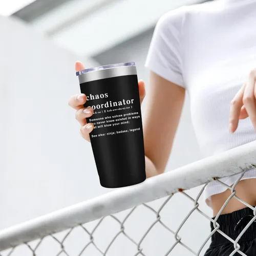 Vista 3 de Vaso Tumbler Chaos Coordinator, Regalos de Navidad para Mujeres, Idea Única para Empleada, Enfermera, Jefa, Maestra, Oficina, Regalos para Mujeres
