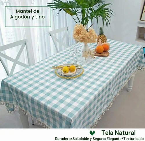 Vista 4 de Midsummer Breeze Mantel cuadrado a cuadros color aguamarina costero, 55 x Aqua