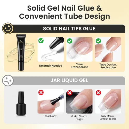 Vista 4 de LIONVISON Gel de pegamento de diamantes de imitación: fuerte adhesivo de curado UV para puntas de uñas a presión y diamantes de imitación, más de 28