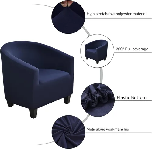 Vista 2 de NILUOH - Funda elástica para silla de club, cubierta elástica para silla de bañera, fundas para silla de barril, fundas para sillón, cubierta para 01