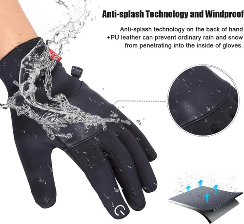 Vista 4 de Guantes de invierno SkyGenius, guantes de ciclismo, motociclismo, resistentes al viento, guantes delgados para actividades al aire libre