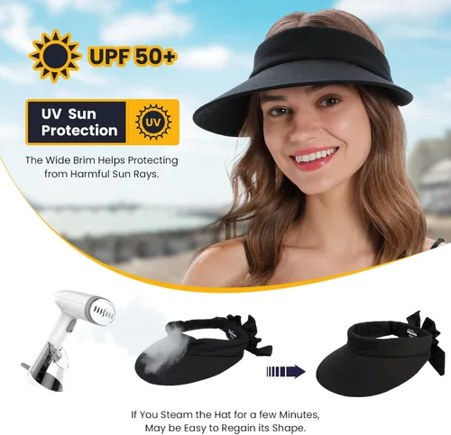Vista 3 de Simplicity sombrero de playa con visera con protección UV SPF 50 para mujer