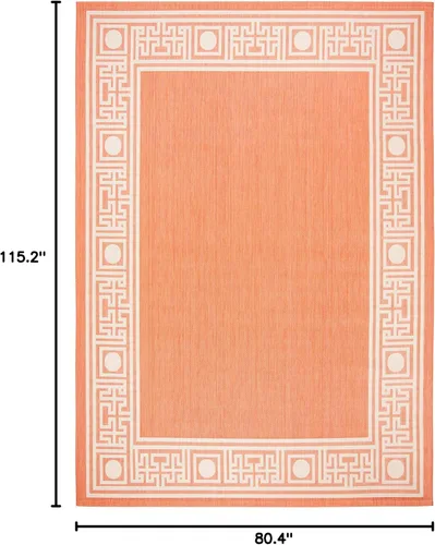 Vista 2 de SAFAVIEH Courtyard Collection - Alfombra de área, 6 pies 7 pulgadas x 9 pies 6 pulgadas, óxido y arena, no desprende pelusa y de fácil cuidado