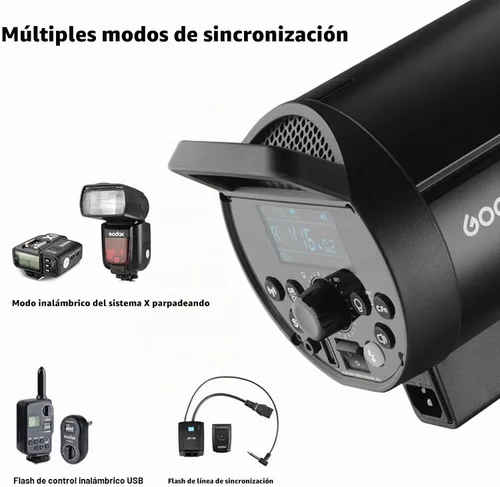Vista 3 de Godox Kit de 3 luces estroboscópicas Speedlite DP600III Speedlite Studio Strobe Monolight, 1800 Ws Bowens Mount Iluminación de fotografía con caja