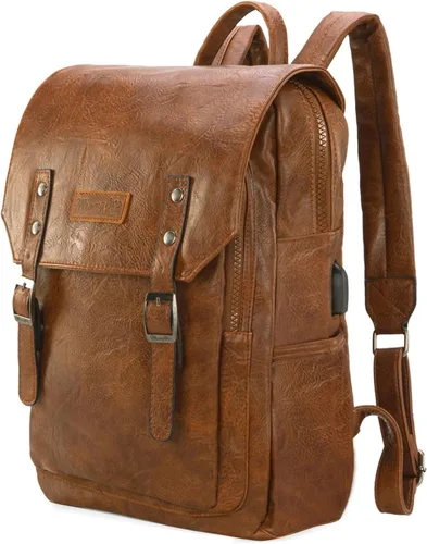 Vista 12 de Montana West × Wrangler Bolso mochila de cuero vegano de moda unisex, Café (Coffee1), Classic