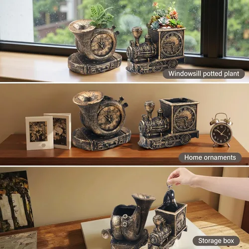 Vista 3 de Macetas de suculentas de estilo retro con drenaje, maceta para interior/exterior, macetas nostálgicas de cactus/bonsai para decoración del hogar