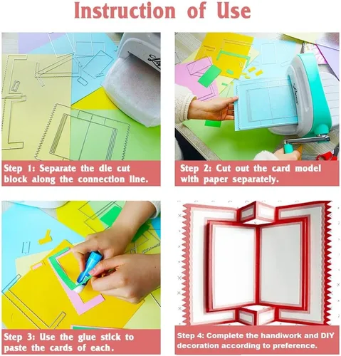 Vista 5 de Estivaux Troqueles con Forma de Tarjeta 3D para Hacer Tarjetas, Juegos de Troqueles de Corte de Tarjetas de Regalo de Forma Rectangular, Troqueles