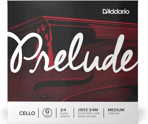 Vista 21 de D'Addario Prelude Cuerda Sol para violonchelo individual, 1/2 de escala, tensión media