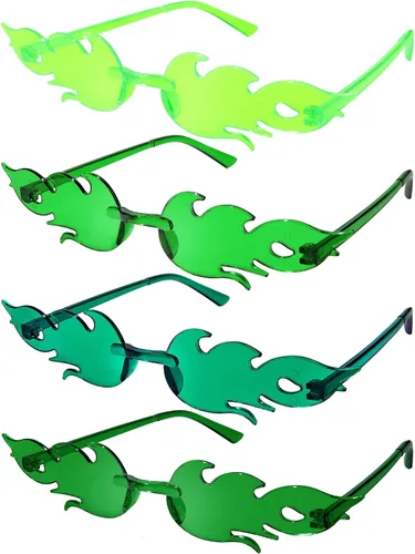 Vista 12 de EBOOT 4/8 Pairs Flame Glasses Rimless Sunglasses Azul
