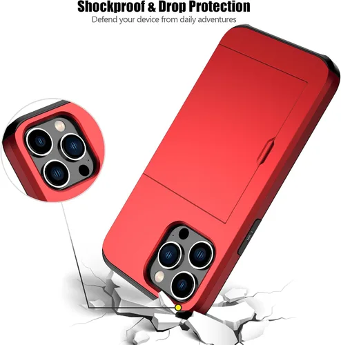 Vista 61 de Nvollnoe - Funda para iPhone 14 con tarjetero [tienda de 5 tarjetas] Negro - Almacenamiento más grande