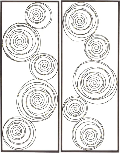 Vista 2 de Dahlia Studios Selke Metallic Swirl - Juego de 2 arte de pared de 13 3/4 x 35 1/2 pulgadas