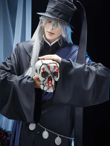 Vista 3 de Cosplay.fm Disfraz de anime para mujer (negro y azul, talla S)