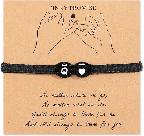 Vista 22 de Pulsera inicial para hombres y mujeres con letra, pulseras de dijes a juego para parejas, pulseras hechas a mano, regalo para novio y novia, regalo