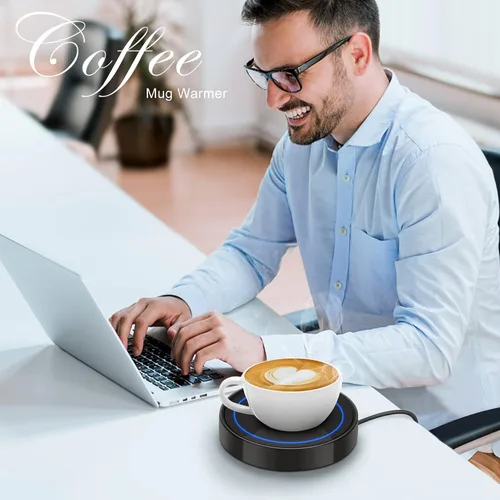 Vista 9 de Calentador de taza de café, calentadores de bebidas eléctricos para uso en escritorio de oficina y hogar, posavasos inteligente con termostato