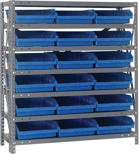 Vista 67 de Quantum QSBU-245BK Heavy Duty Shelving Unit with (7) Shelves and (24) QUS245 Black Bins for Garage Warehouse Storage Distribution 400 lb Load