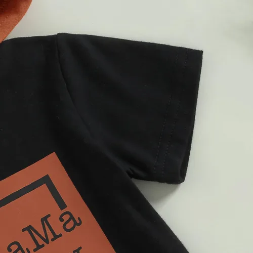 Vista 7 de Mama Is My Bestie, ropa de bebé para niños y niñas, camisa con letras, mameluco + pantalón deportivo de color sólido, traje de verano de 2 piezas