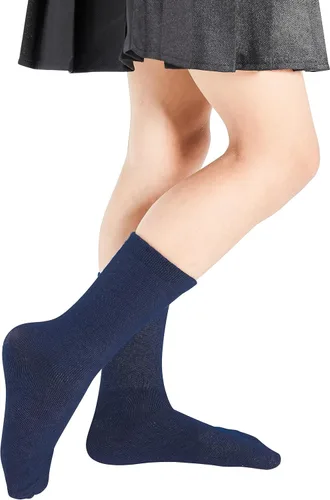 Vista 5 de COZYOFFI 4 pares de calcetines de algodón sin costuras para niñas y niños, uniforme escolar