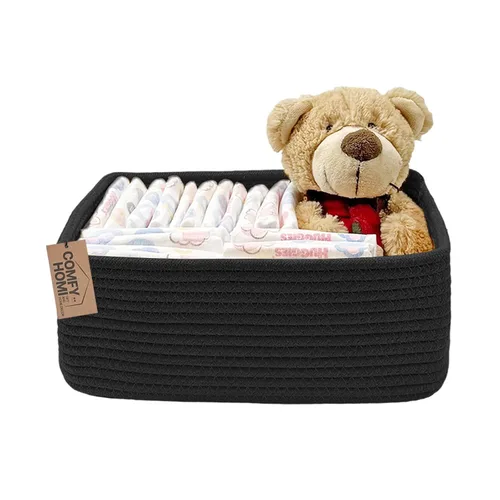 Vista 12 de COMFY-HOMI Cestas de almacenamiento de 11.5 x 7.5 x 4.7 pulgadas para organizar, cesta tejida de cuerda de algodón, caja de almacenamiento de marrón
