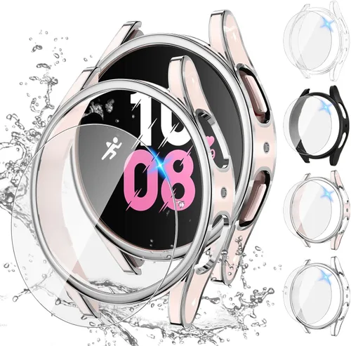 Vista 8 de Tensea - Paquete de 4 + 4: Protector de pantalla para Samsung Galaxy Watch 4 de 1.57 pulgadas, película protectora de vidrio templado